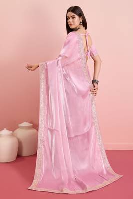Pink Fancy Jimmy Choo c Classy Ethnic Girlish Saree 2