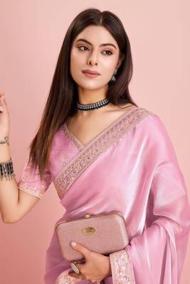 Pink Fancy Jimmy Choo c Classy Ethnic Girlish Saree 3