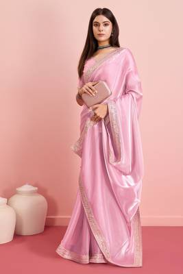 Pink Fancy Jimmy Choo c Classy Ethnic Girlish Saree 4