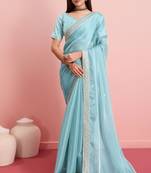 Sky Blue Fancy Jimmy Choo c Classy Ethnic Girlish Saree
