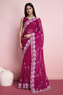 Smart And Designer Pink Jimmy Choo c Ethnic Trendy Saree 1
