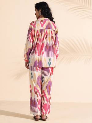 pink cotton ikat shirt co-ord set 2
