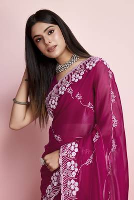 Smart And Designer Pink Jimmy Choo c Ethnic Trendy Saree 3