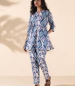 blue cotton ikat relaxed co-ord set