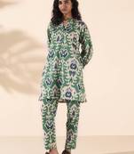 Truebrowns green cotton ikat relaxed co-ord set