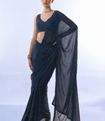 Designer Swarovski Work Teal Blue Satin Chiffon c Heavy Designer Looks Partywear Saree