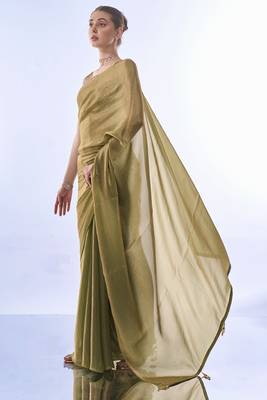  Work Green c Heavy Looks Partywear Saree 4