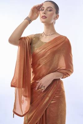  Work Rust c Heavy Looks Partywear Saree 3