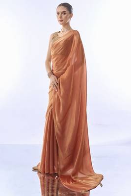  Work Rust c Heavy Looks Partywear Saree 4