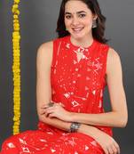 women red cotton quirky printed straight kurta