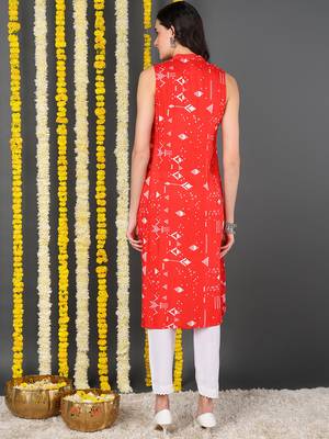 women red cotton quirky printed straight kurta 4