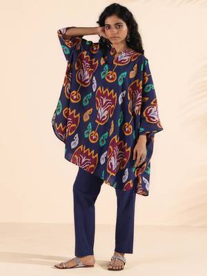 purple cotton ikat kaftan co-ord set 1