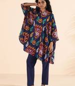 purple cotton ikat kaftan co-ord set