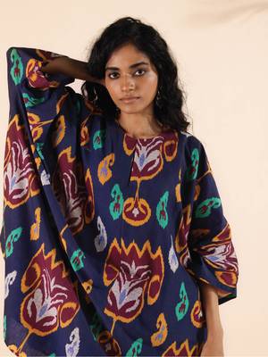 purple cotton ikat kaftan co-ord set 3