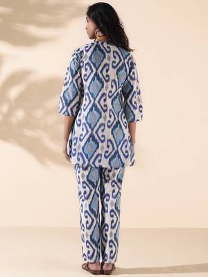 blue cotton ikat relaxed co-ord set 2