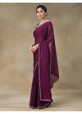 Violet Party Wear Saree for Women 2
