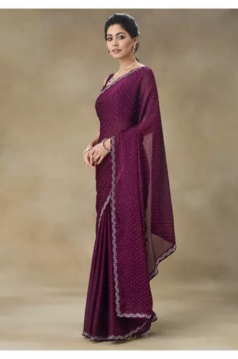 Violet Party Wear Saree for Women