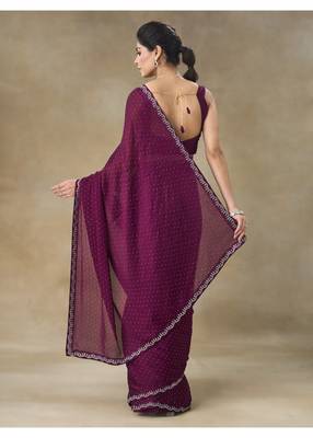 Violet Party Wear Saree for Women 3