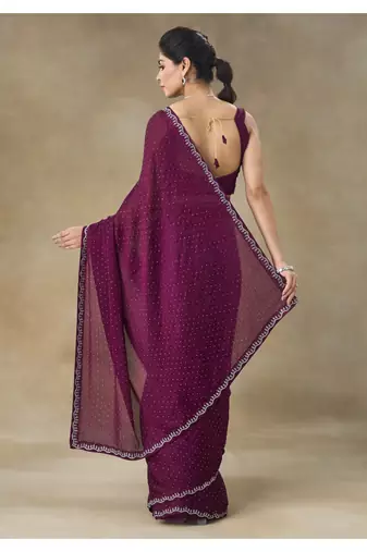Violet Party Wear Saree for Women