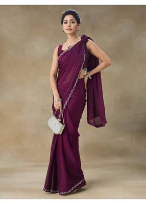 Violet Party Wear Saree for Women 4