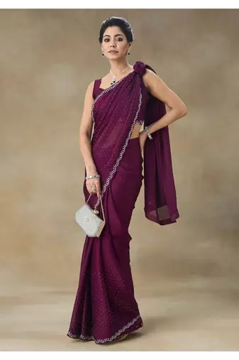 Violet Party Wear Saree for Women