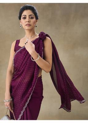 Violet Party Wear Saree for Women 5