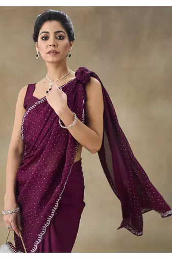 Violet Party Wear Saree for Women