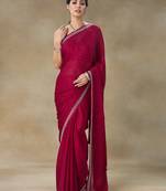 Rani Embellished Poly Chiffon Saree With Blouse Piece