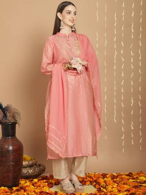 Ethnic pink colour art silk fabric fancy ethnic partywear dress 4