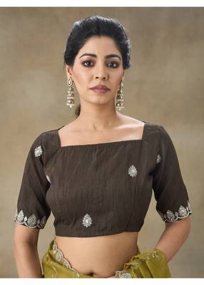 Mustard Embroidered Organza Saree With Blouse Piece 4