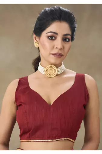 Pink Embroidered Net Saree With Blouse Piece