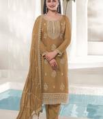 Beautiful mustard colour heavy zari work wedding wear ethnic salwar kameez