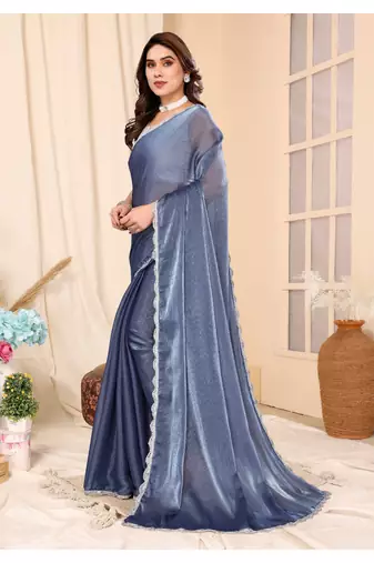 Grey Embellished Chiffon With Blouse