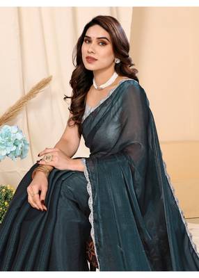 Green Embellished Chiffon With Blouse 3