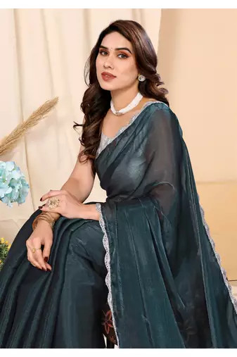 Green Embellished Chiffon With Blouse
