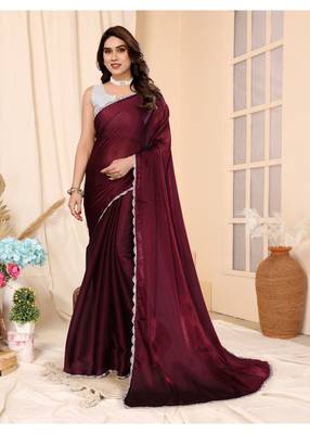 Red Embellished Chiffon With Blouse 1