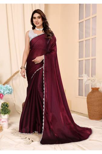 Red Embellished Chiffon With Blouse