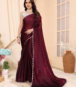 Red Embellished Chiffon With Blouse