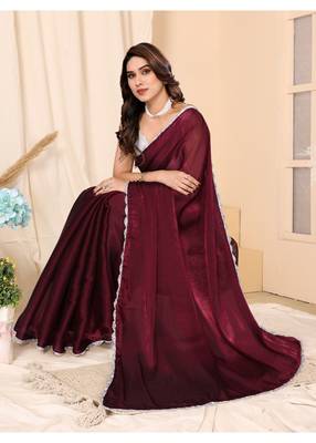 Red Embellished Chiffon With Blouse 3