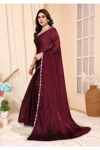 Red Embellished Chiffon With Blouse