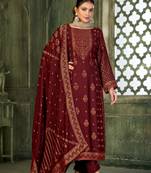 Maroon colour fancy partywear viscose pashmina fabric ethnic salwar suit