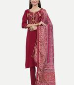 Maroon colour traditional ethnic upada silk fabric readymade salwar kameez