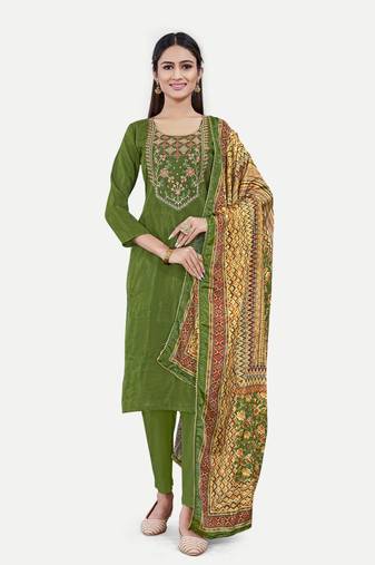 Green colour traditional ethnic upada silk fabric readymade salwar kameez