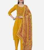 Mustard colour traditional ethnic upada silk fabric readymade salwar kameez