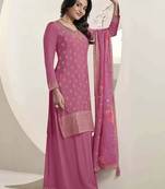 Beautiful pink colour chinon fabric heavy party wear sharara dress for wedding looks