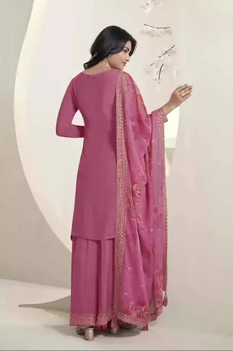 Beautiful pink colour chinon fabric heavy party wear sharara dress for wedding looks