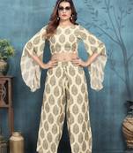 Off white colour viscosee muslin coord set with trendy looks for graceful presence