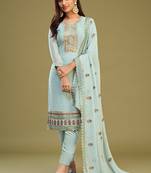Firozi georgette embroidery designer salwar suit