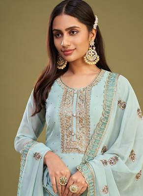 Firozi georgette embroidery designer salwar suit 3