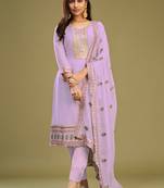 Lavender georgette embroidery designer salwar suit